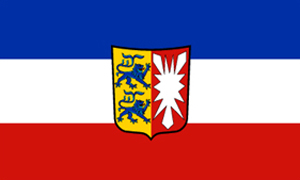Fahne Schleswig-Holsteins mit Wappen